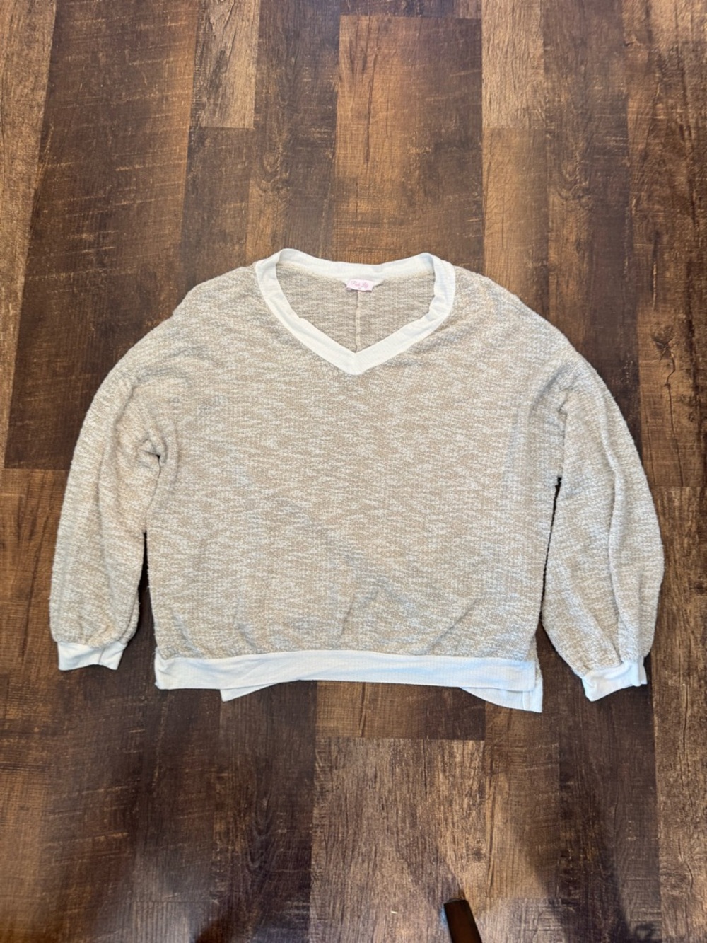 Pink Lily Heather oatmeal Knit Top